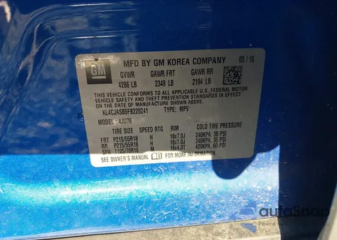 2015 Buick Encore from USA, damaged, VIN KL4CJASB5FB220241